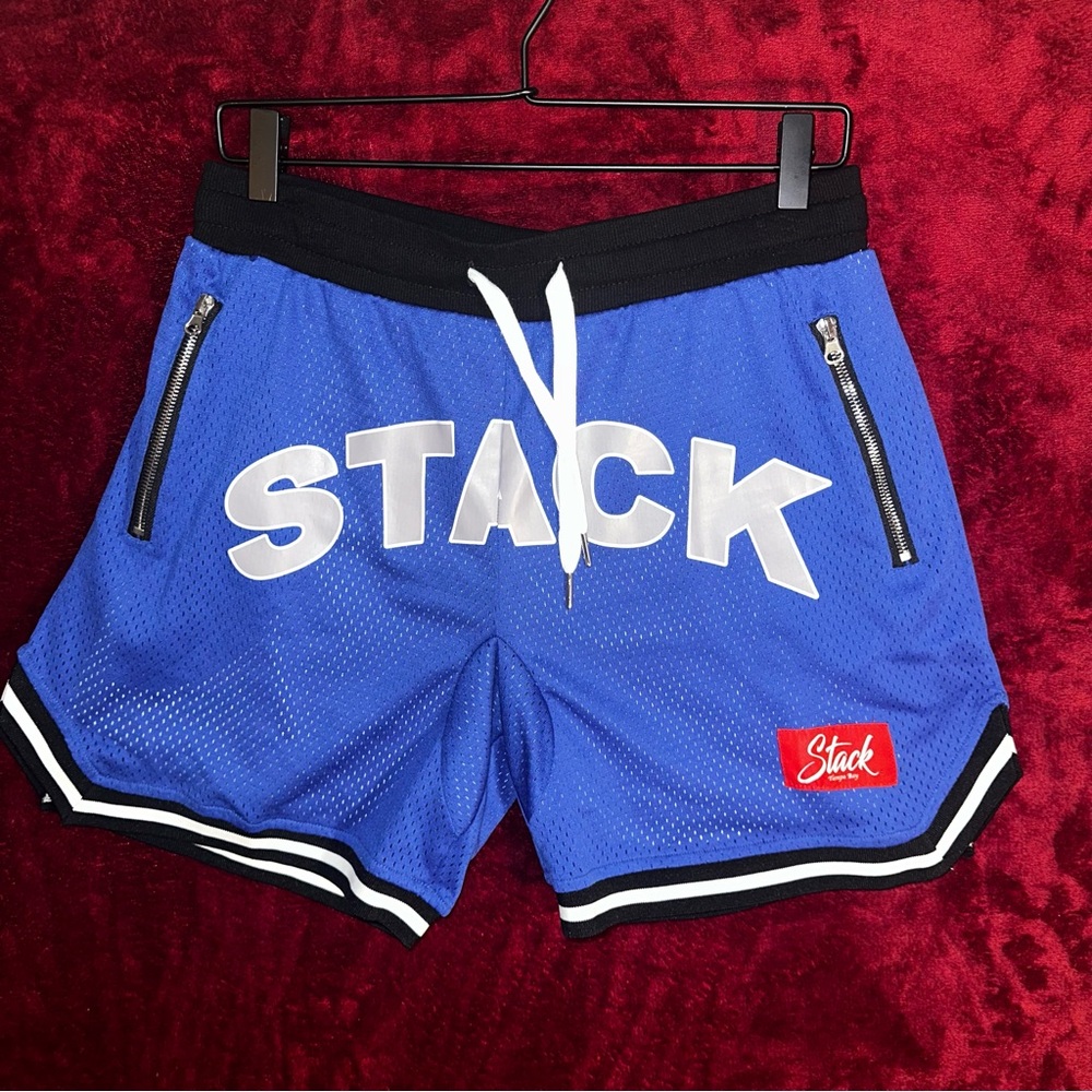 Stack Supply Company Streetwear Men’s‎ Jersey Shorts Large Blue Zippered Pockets